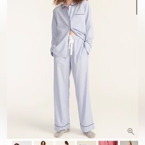J Crew End on End Cotton Pajama Set Blue